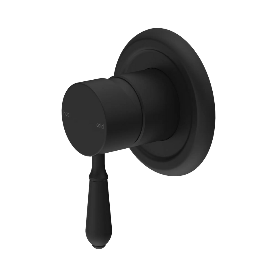 Nero Tapware York Federation Shower Mixer With Metal Lever - Matte Black (NR69210902MB)