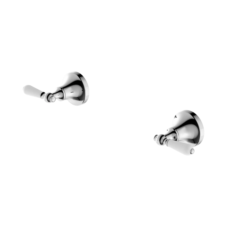 Nero York Wall Top Assemblies with White Porcelain Lever - Chrome (NR692109b01CH)