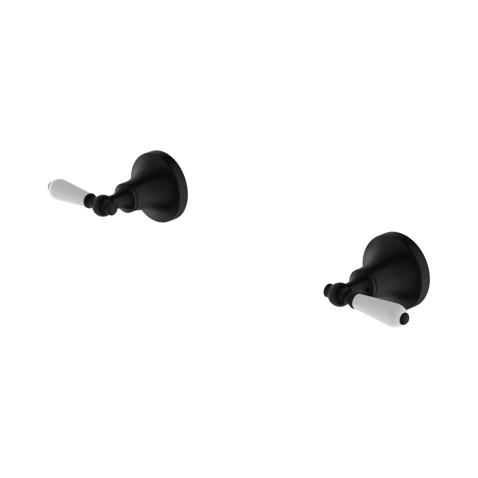 Nero York Wall Top Assemblies with White Porcelain Lever - Matte Black (NR692109b01MB)