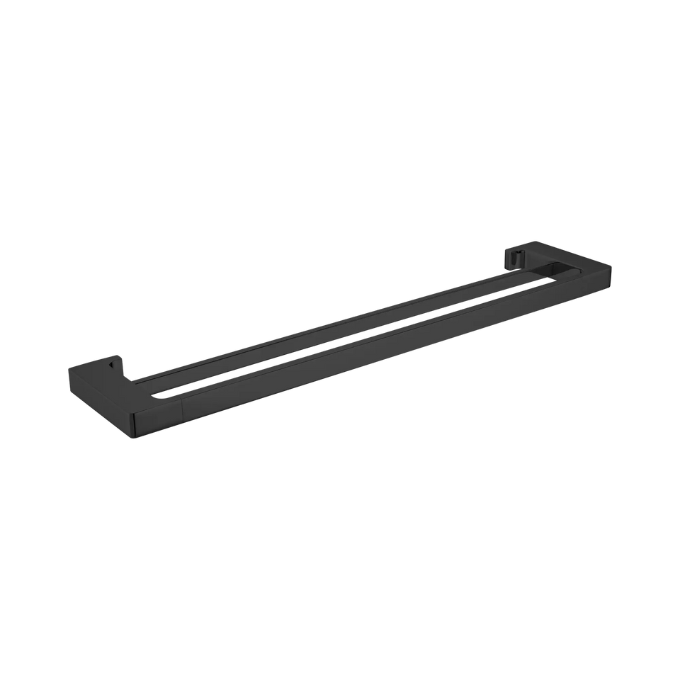 Nero Pearl/Vitra Double Towel Rail - Matte Black / 600mm (NR8024dMB)