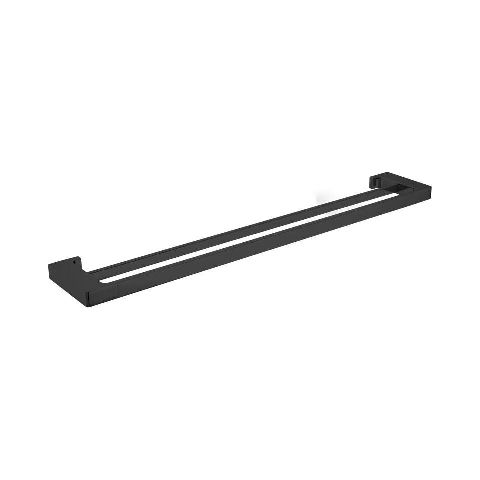 Nero Pearl/Vitra Double Towel Rail - Matte Black / 800mm (NR8030dMB)
