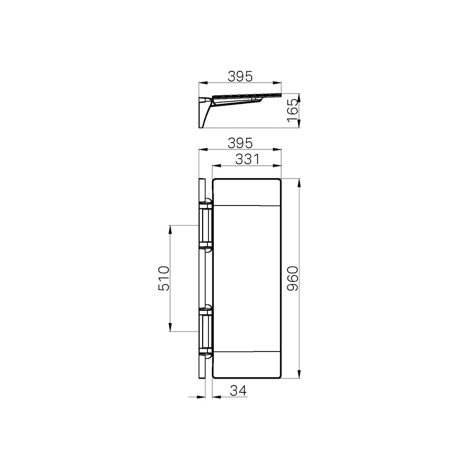 Nero Mecca Care Shower Seat 960mm X 330mm technical drawing (NRCR0002)
