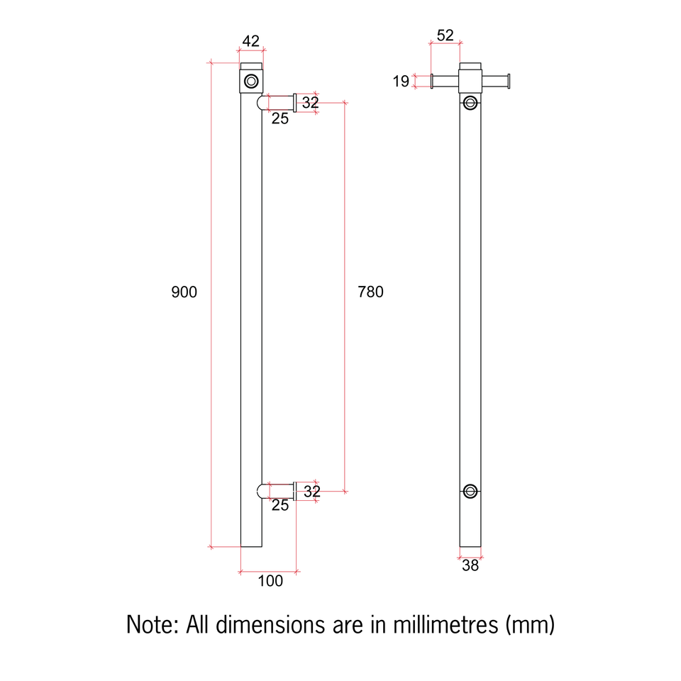 Thermogroup 240Volt Vertical Single Heated Rail