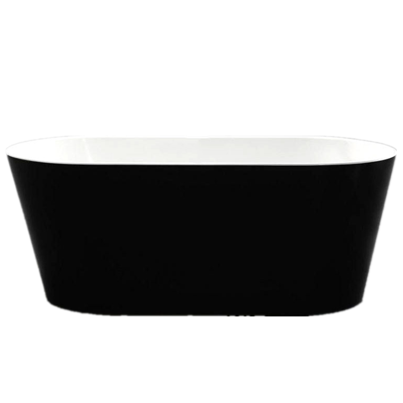 1500x745x580mm Alveri Oval Bathtub Freestanding Acrylic Gloss Black and Gloss White Bath tub NO Overflow - Poseidon OBT1500B