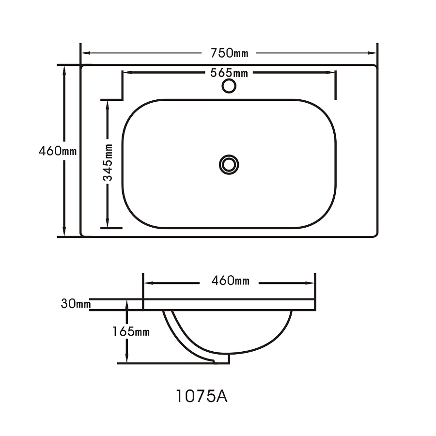 Hera 750mm Wall-Hung Vanity Black Oak - OP_75_drawing