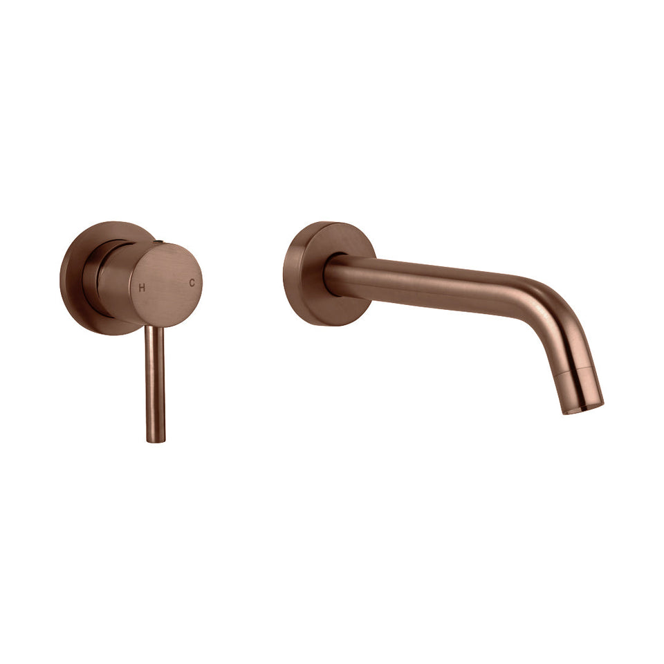 Todi Milan Wall Basin Bath Mixer with 180mm Spout Brushed Bronze