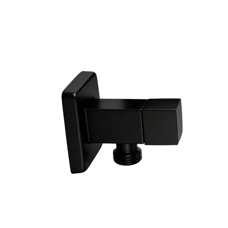 Laundry Square Black Bathroom square 1/4 turn washing machine stop tap Wall Mounted Solid Brass (OX0017.WMT)
