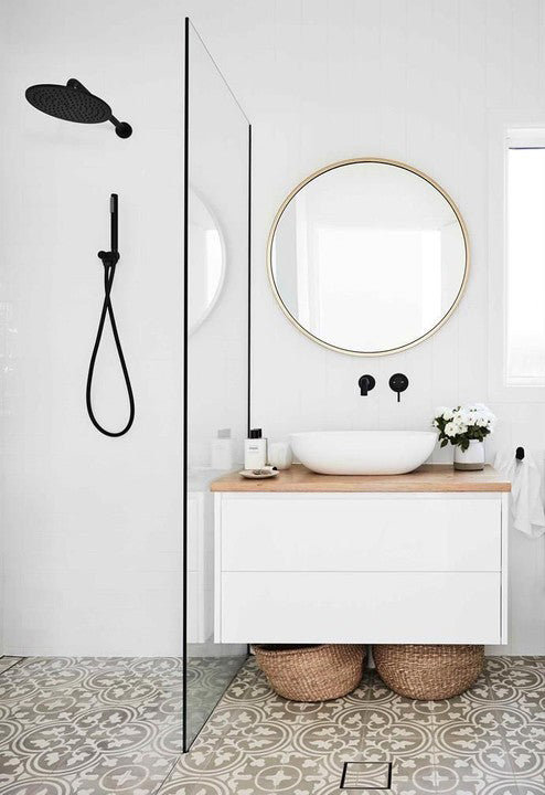 Aquaperla Round Black Stainless Steel Wall Mounted Shower Arm 400mm (OX0108.SA)
