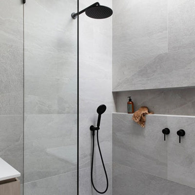 Aquaperla Round Black Stainless Steel Wall Mounted Shower Arm 400mm (OX0108.SA)