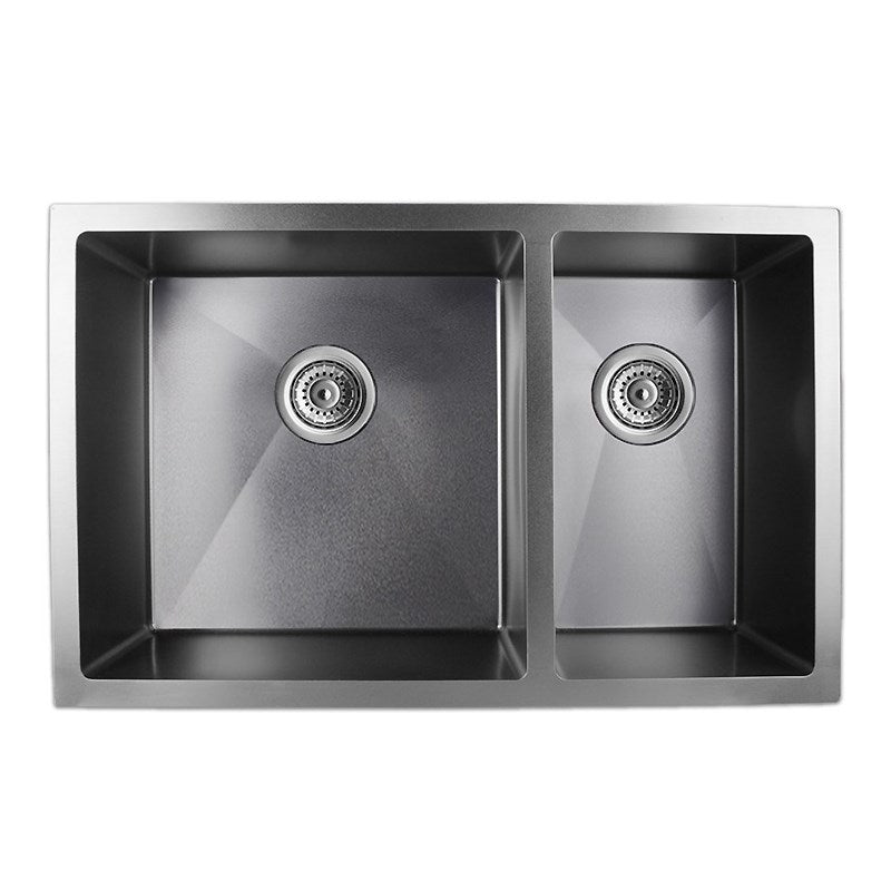 710x450x205mm 1.2mm Dark Grey Stainless Steel Handmade Double Bowls Top/Undermount Kitchen Sink (OX7145R.KS)