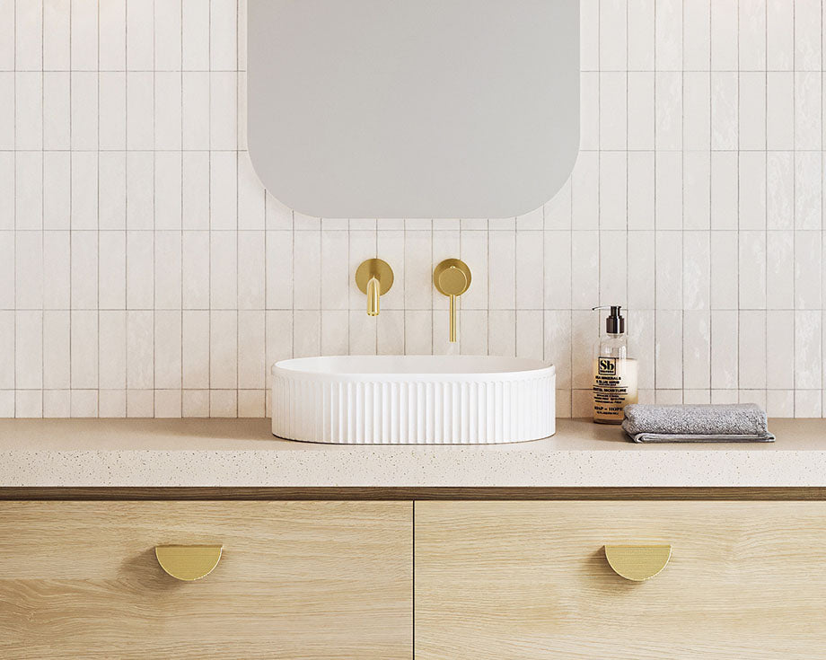 Timberline Oval Flute Basin - White Matte (OVF-BS-490-WM-U)