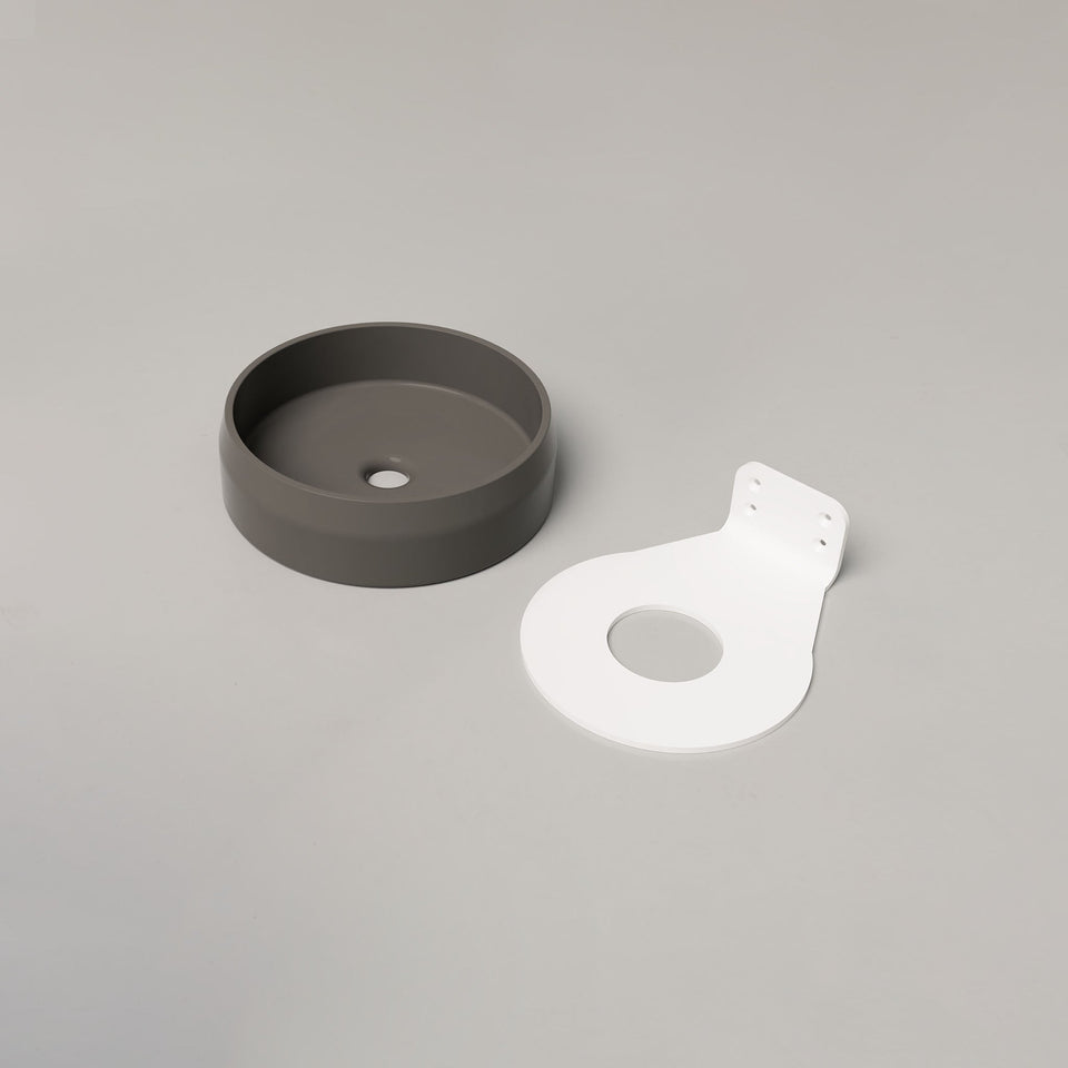 Nood Co Prism Circle Basin - Wall Hung - Mid Tone Grey (PC1-2-0-MG)