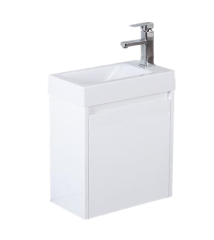 450x250x530mm Wall Hung White Bathroom Polyurethane PVC Vanity with Poly Top Right Hand Hinge - Poseidon P42RWH