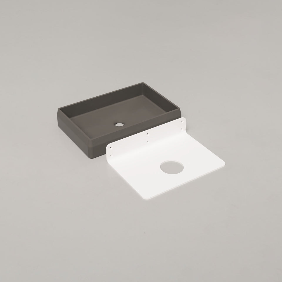 Nood Co Prism Rectangle Basin - Wall Hung - Mid Tone Grey (PR1-2-0-MG)