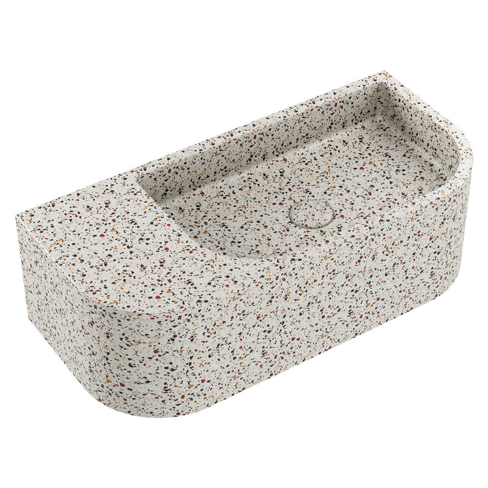 Fienza Blanca Concrete Wall Hung Basin Rh Bowl 650x300x200mm Terrazzo
