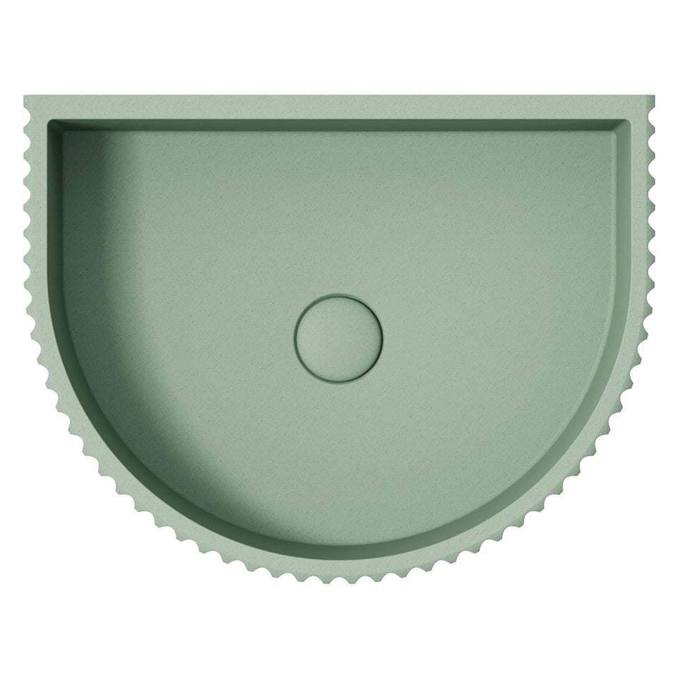 Fienza Valentina Concrete Fluted Arch Wall Basin 465 x 360 x 119mm Sage