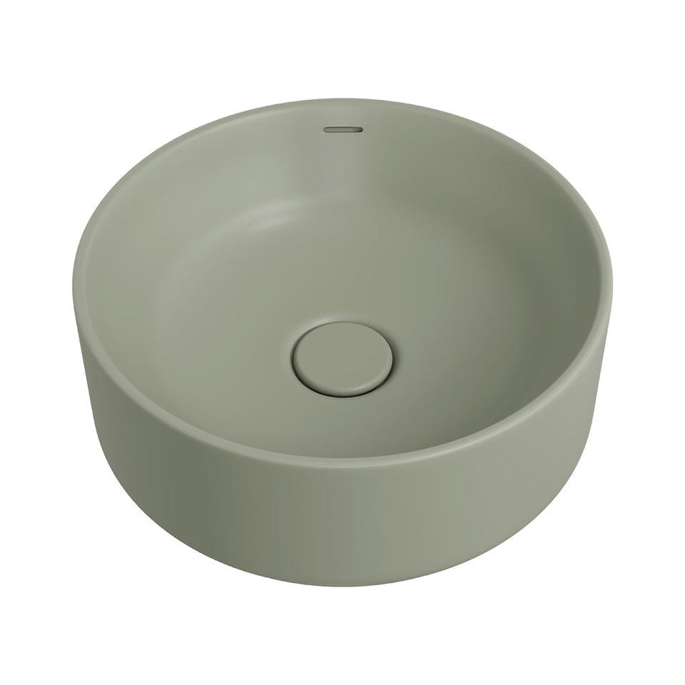 Fienza REBA LUXE Round Basin with Overflow Above Counter Olive