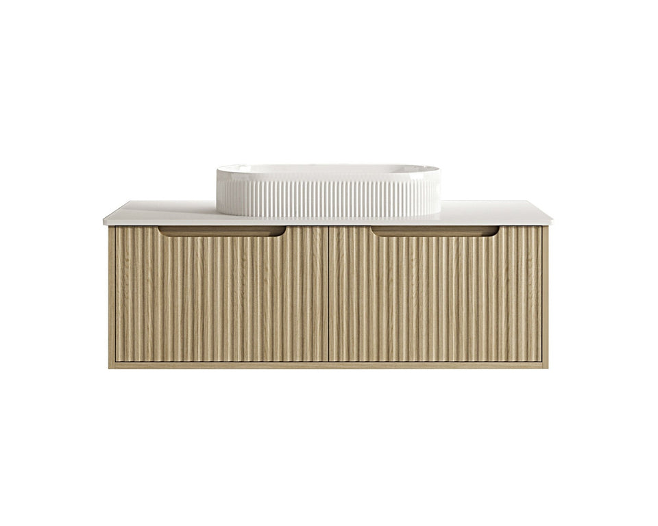 Fluted Rhea 1200mm Wall-Hung Cabinet - Natural Oak - RH-120W-NO