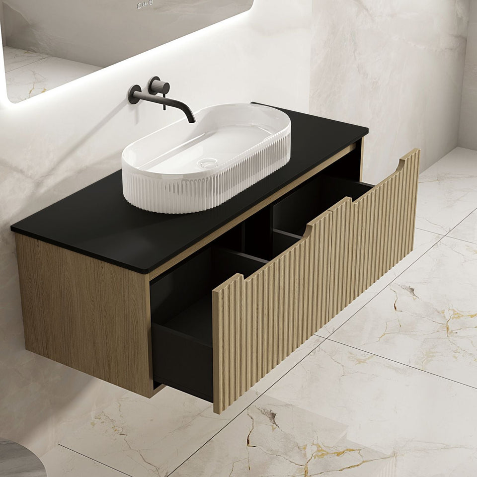 Fluted Rhea 1200mm Wall-Hung Cabinet - Natural Oak - RH-120W-NO_ST-120-BK_3