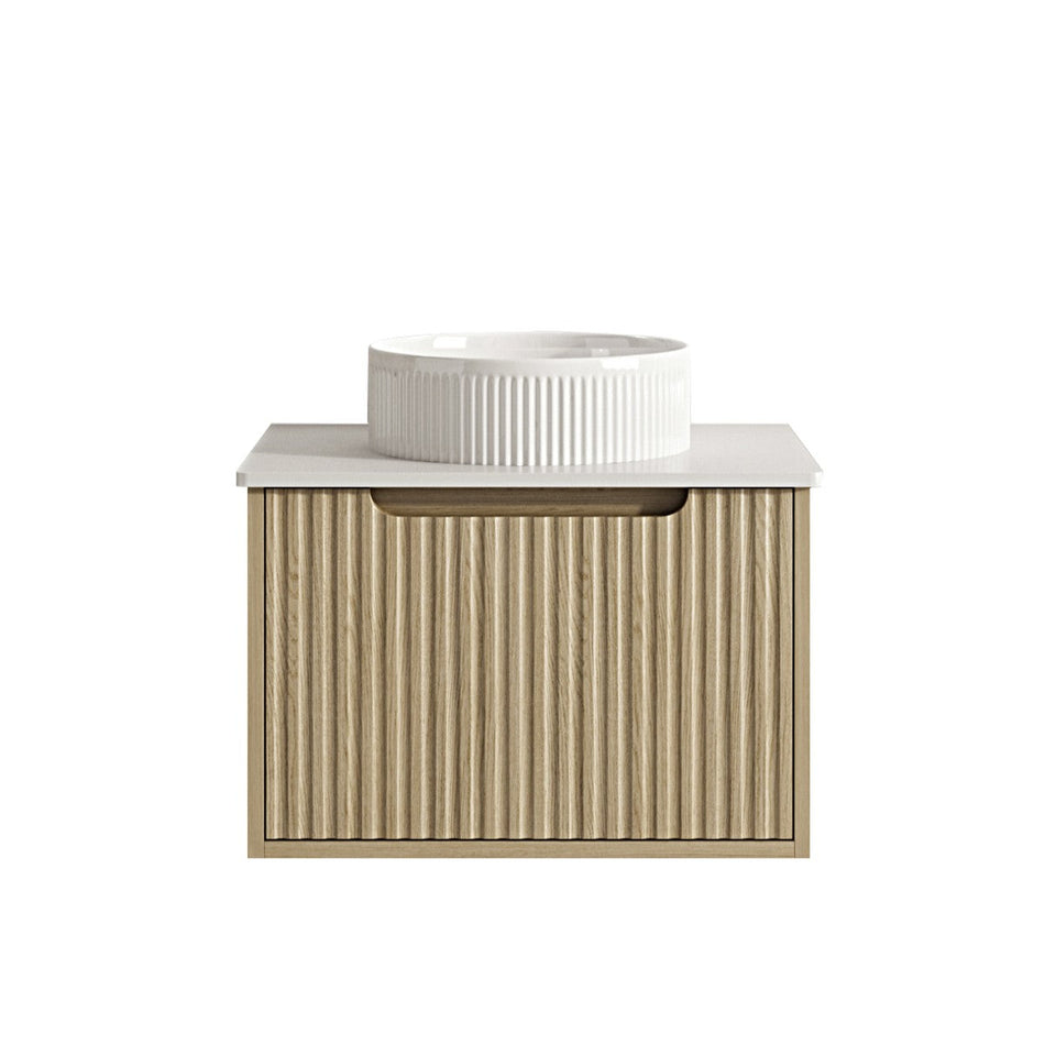 Fluted Rhea 600mm Wall-Hung Cabinet - Natural Oak - RH-60W-NO