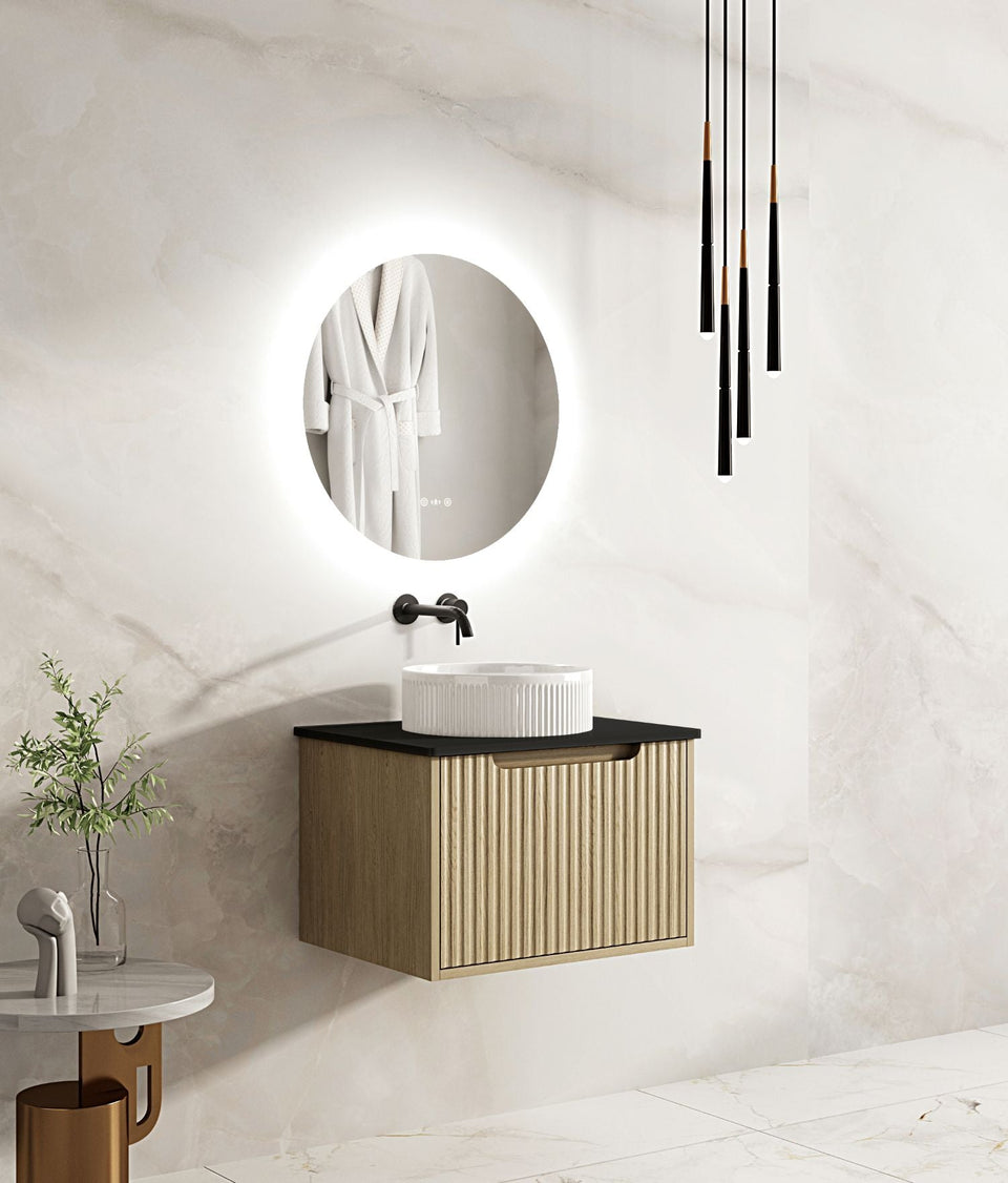 Fluted Rhea 600mm Wall-Hung Cabinet - Natural Oak - RH-60W-NO_ST-60-BK_2