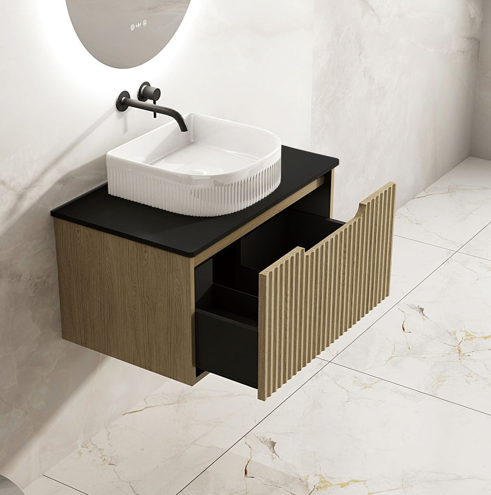 Fluted Rhea 750mm Wall-Hung Cabinet - Natural Oak - RH-75W-NO_ST-75-BK_3