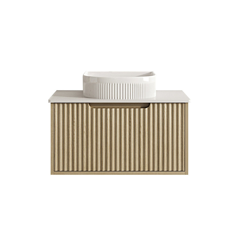 Fluted Rhea 750mm Wall-Hung Cabinet - Natural Oak - RH-75W-NO