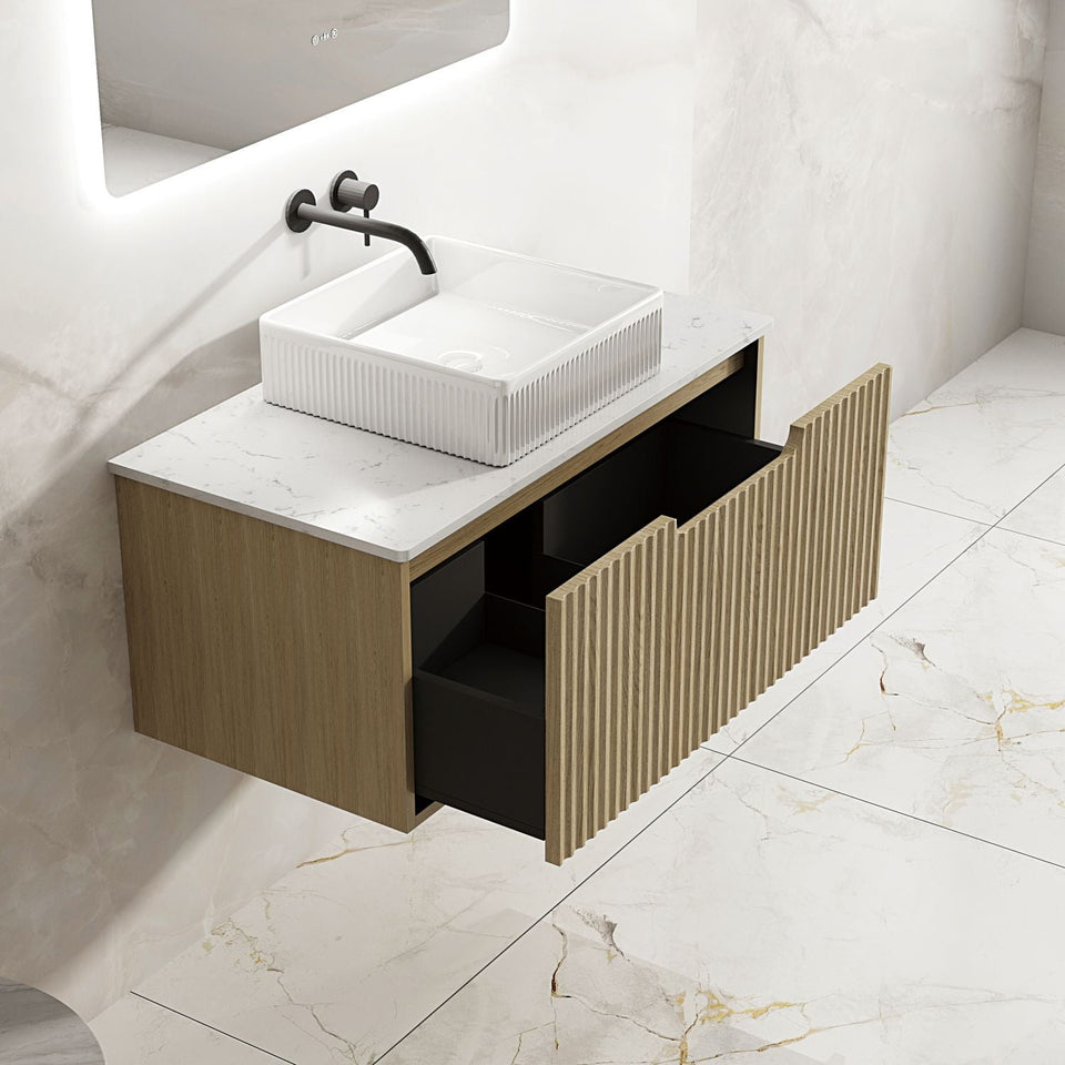 Fluted Rhea 900mm Wall-Hung Cabinet - Natural Oak - RH-90W-NO_ST-90-CA_3