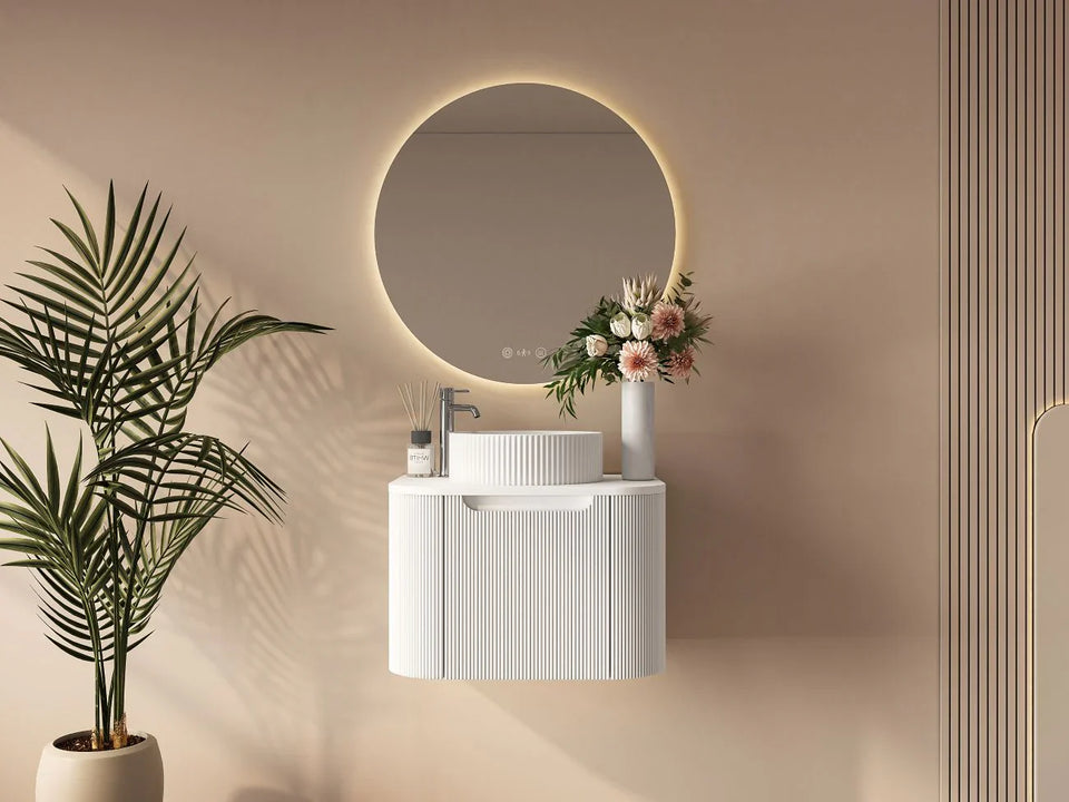 Rome Fluted Groove 600mm Wall-Hung Cabinet - Matt White