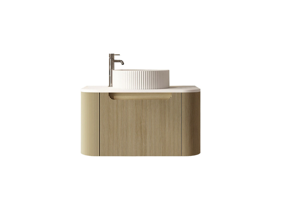 Rome Fluted Groove 750mm Wall-Hung Cabinet - Bur Oak - ROM-750-BO