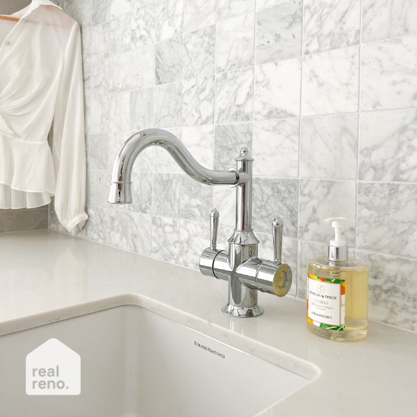 Phoenix Nostalgia Twin Handle Sink Mixer Shepherds Crook Chrome/Natural White