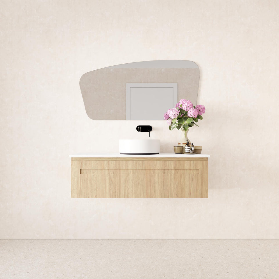 Marquis - Rossi9 1500mm Wall Mounted Vanity with Timber Top &amp; Single Off Centre Basin