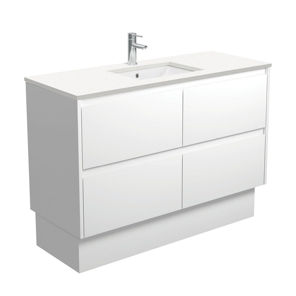 Fienza Sarah Crystal Pure Undermount Amato Vanity on Kick - Satin White / 1200mm (SC120BWK)