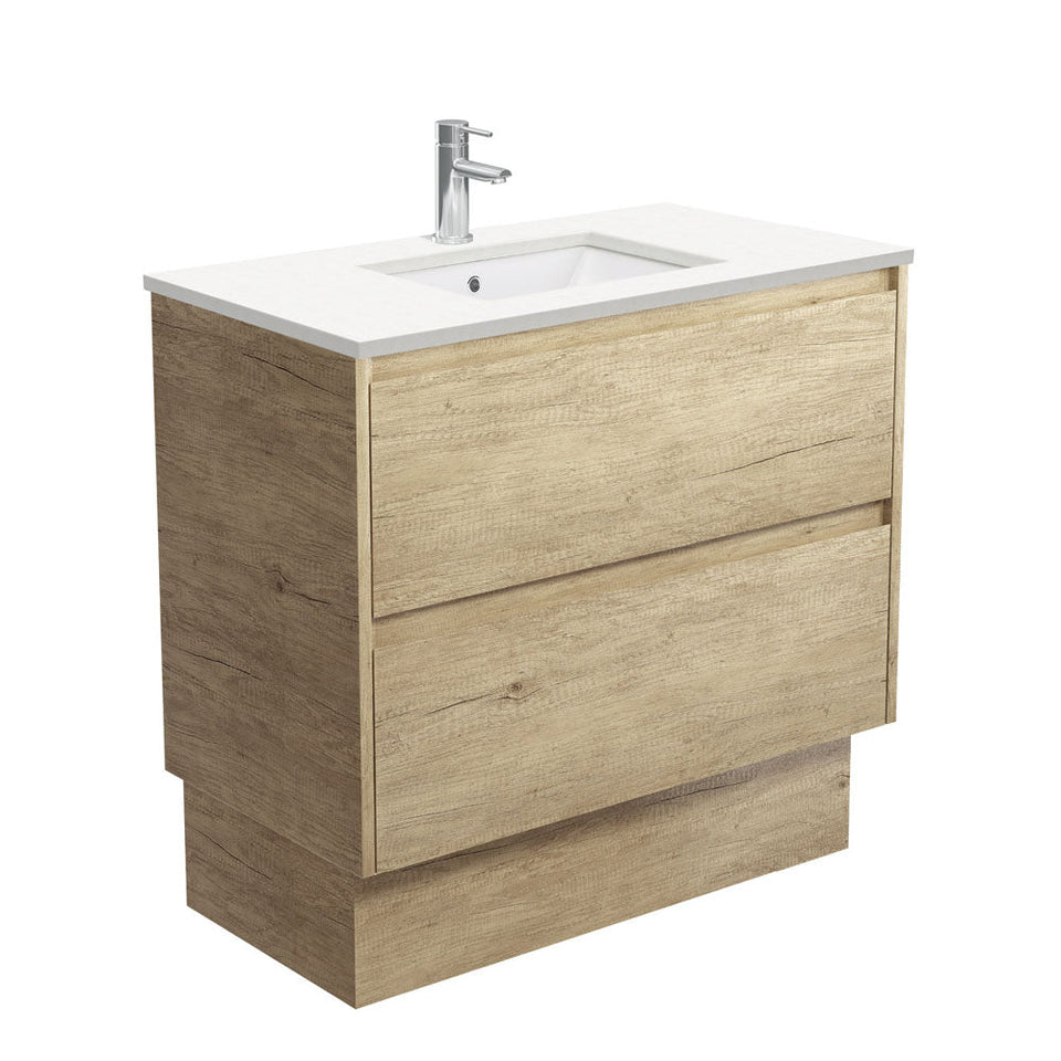 Fienza Sarah Crystal Pure Undermount Amato Vanity on Kick - Scandi Oak / 900mm (SC90BSK-SF)