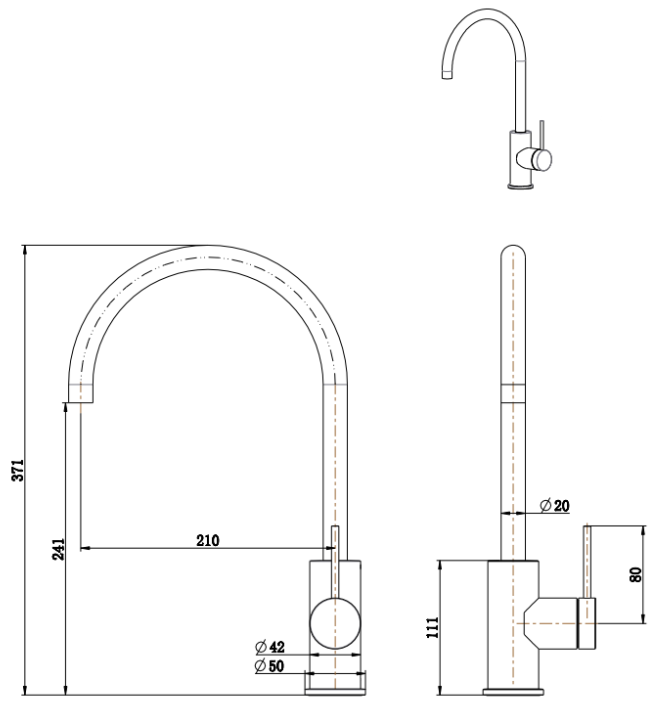Bella Vista Mica Gooseneck Sink Mixer (SM-5-DB) 2