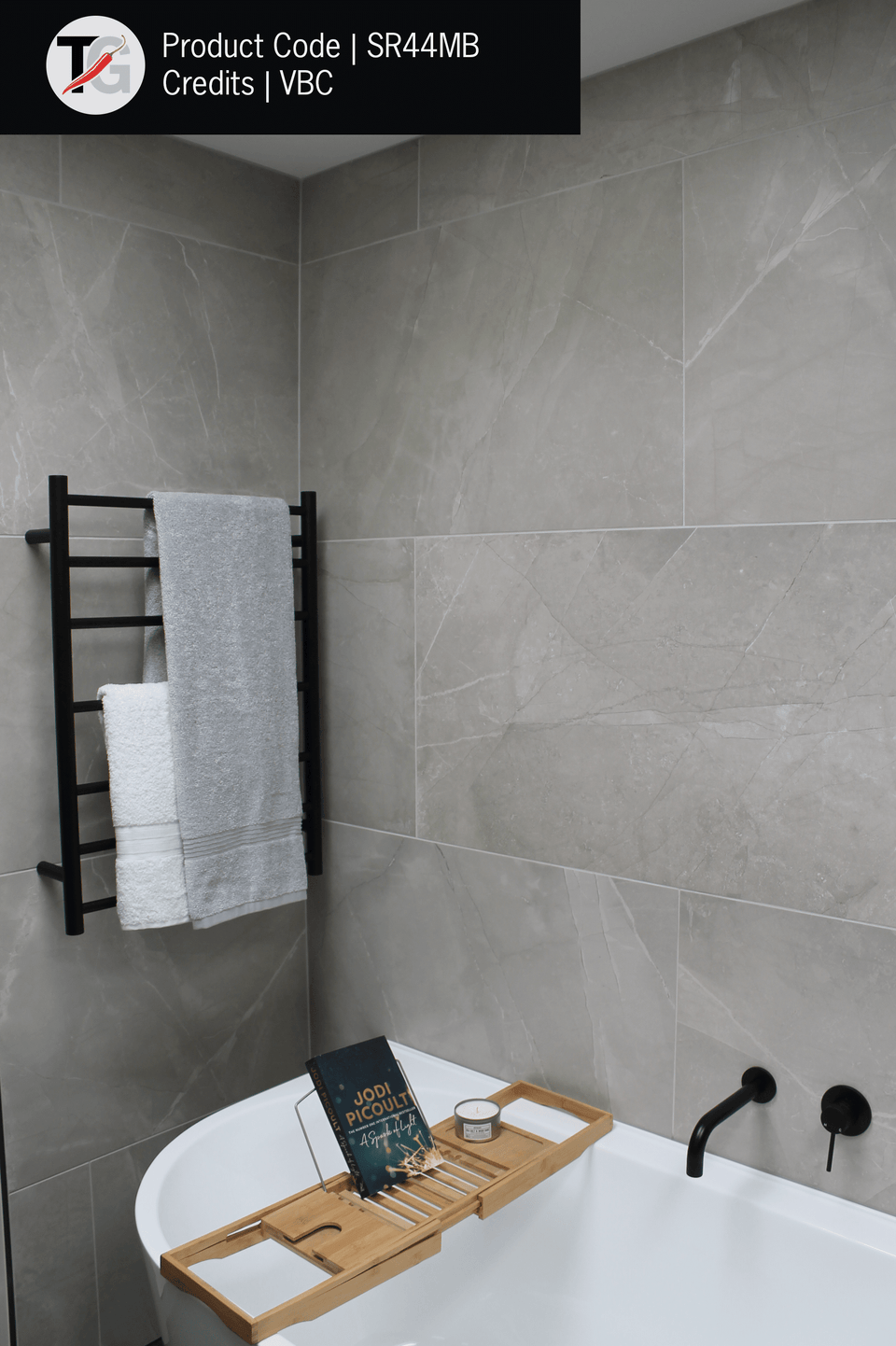 Thermogroup SR44MB Matt Black Round Ladder Heated Towel Rail (SR44MB) 3
