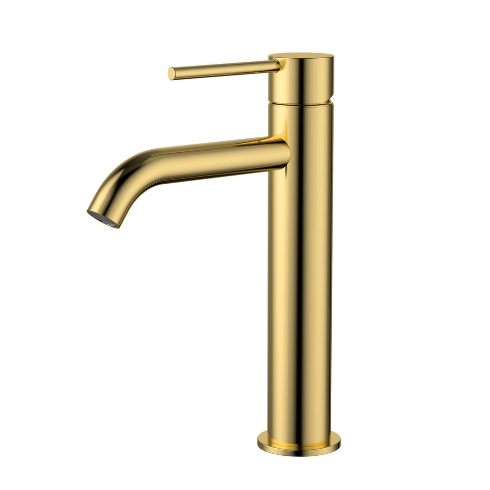 Modern National Star Mini Mid-Rise Basin Mixer Curved Spout - Polished Brass (STRM001.5-1PB)