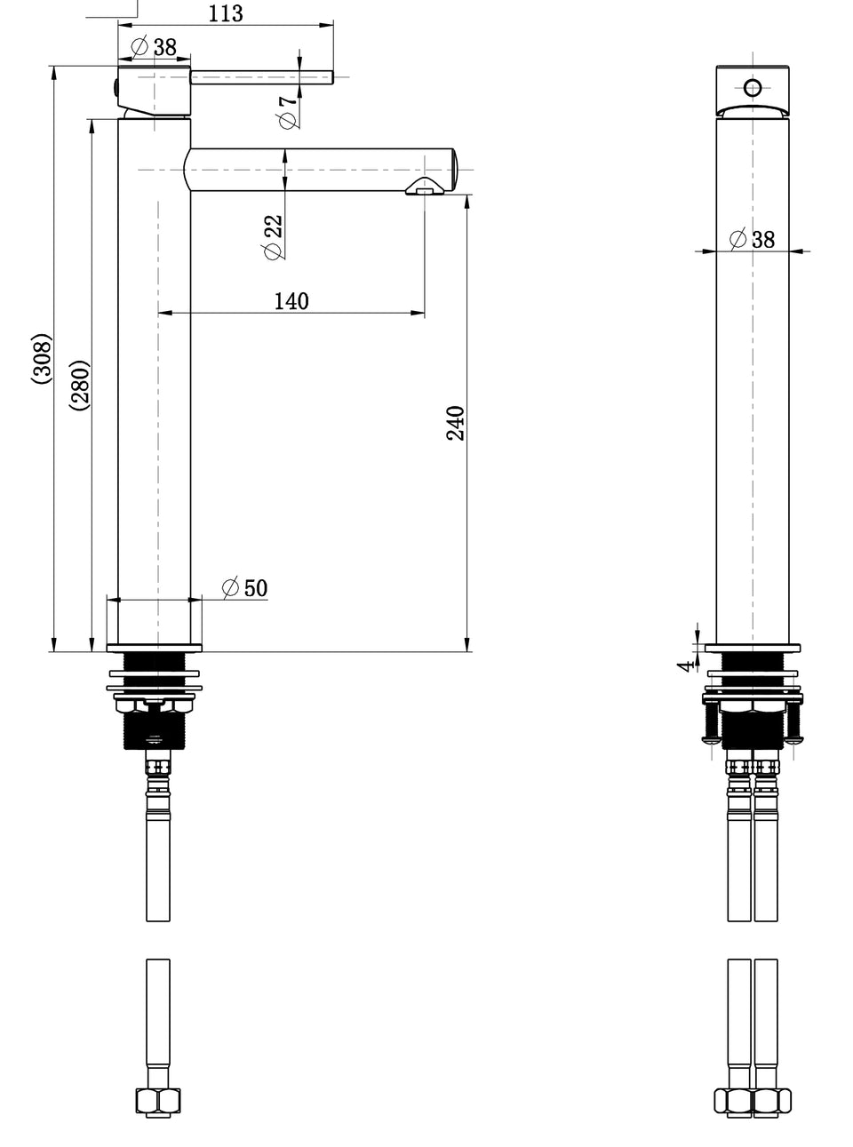 Modern National Star Mini High Rise Basin Mixer - Chrome (STRM002)