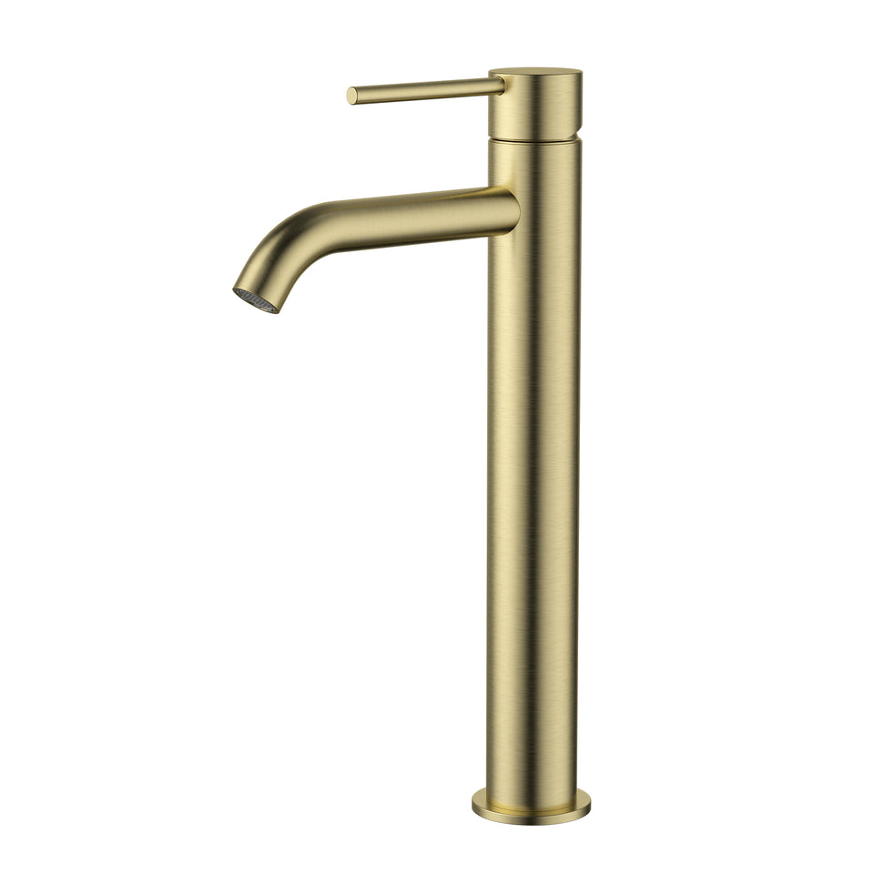 Modern National Star Mini High Rise Basin Mixer Curved Spout - Brushed Bronze (STRM002-1BM)
