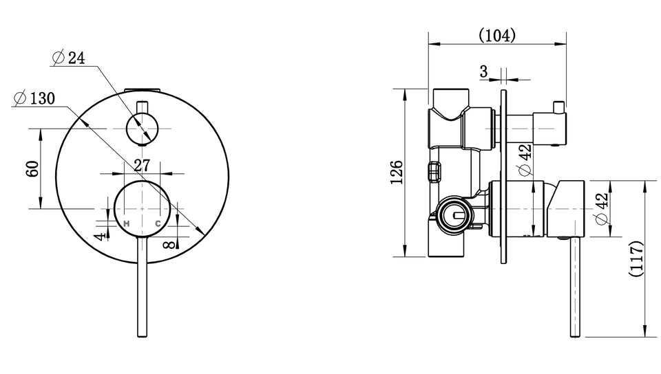 Modern National Star Mini Shower Diverter Mixer - Chrome (STRM009) 2