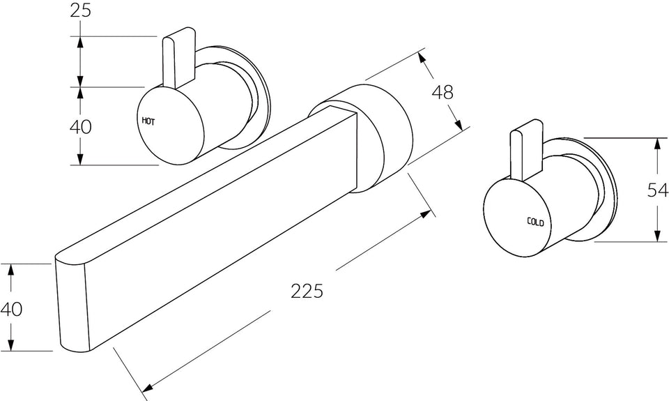 Sussex Calibre Bath Set 225mm - line drawing