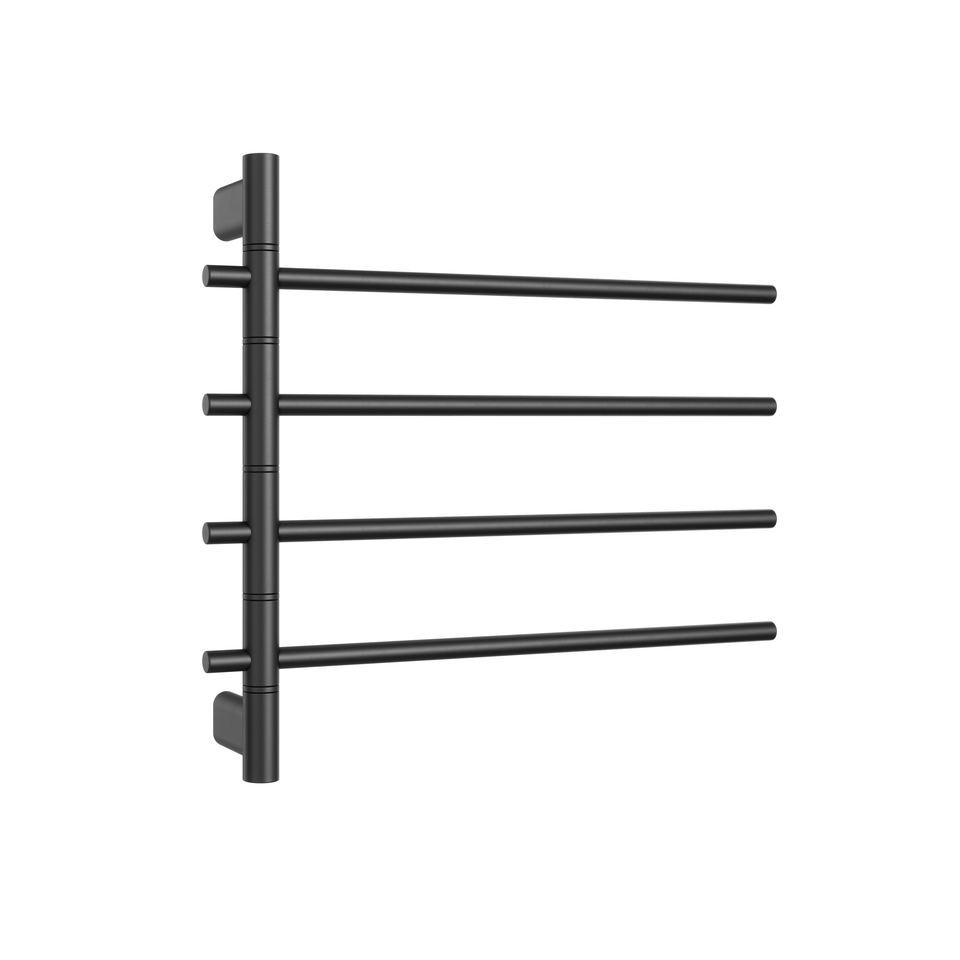 Thermogroup Straight Round Swivel Heated Towel Rail - Matt Black / 595x540mm (SV41B)