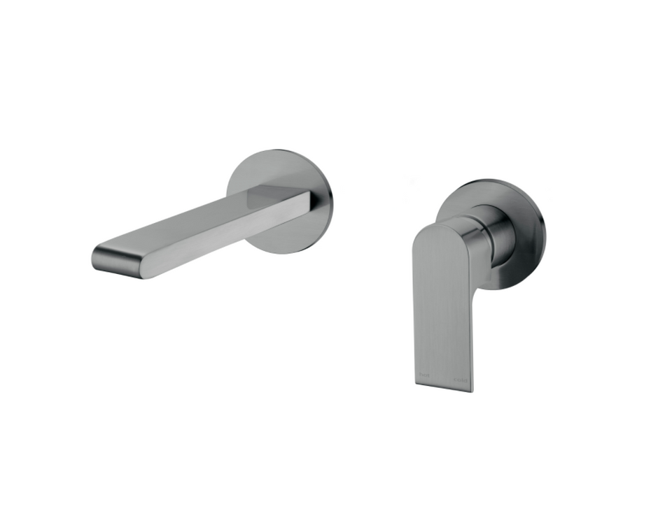 Nero Bianca Wall Basin/Bath Mixer Separate Back Plate 187mm Gun Metal
