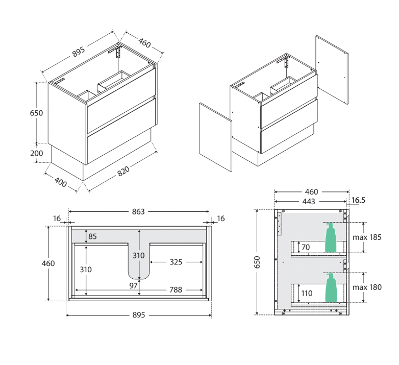 Fienza Sarah Crystal Pure Undermount Amato Vanity on Kick