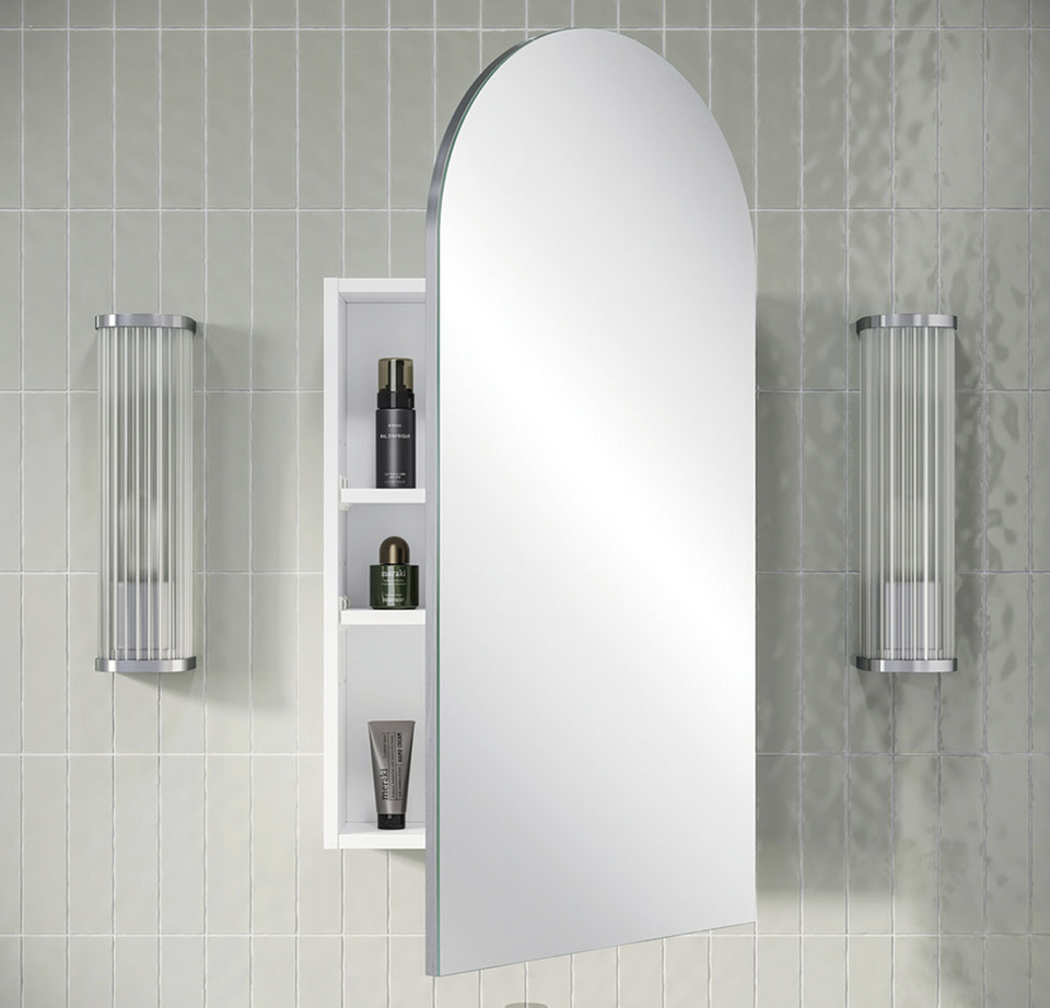 Ovia 900x600mm Arch Shaving Cabinet Matte White