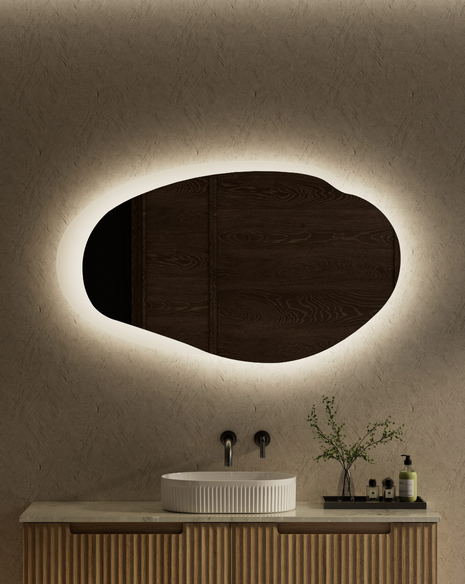 Aulic Evanston Asymetrical LED Mirror - 1100mm / Matte White (LMEST-1100-MW)