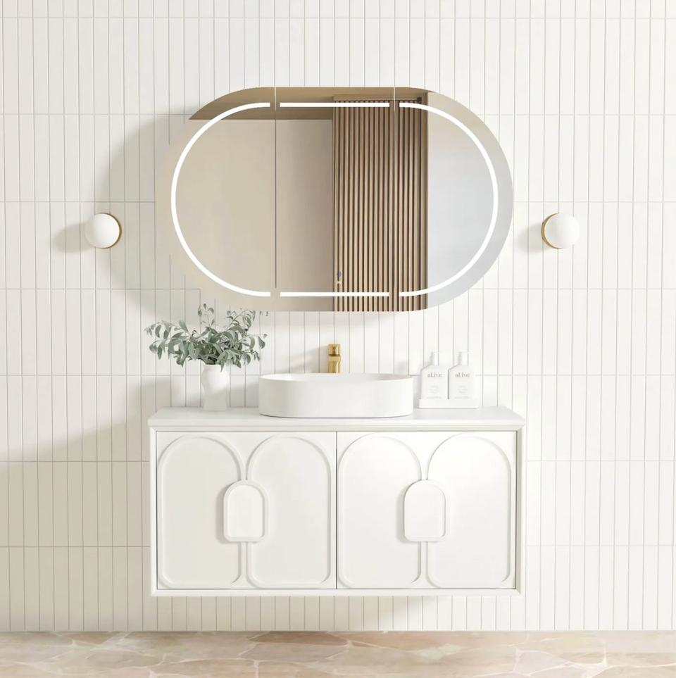 Otti Laguna Mk II Matte White Wall Hung Vanity with Ceramic Top