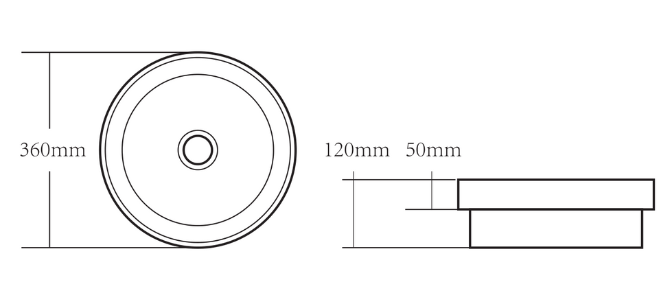 Todi 360x360x120mm Semi Inset Round Basin Ceramic No Overflow