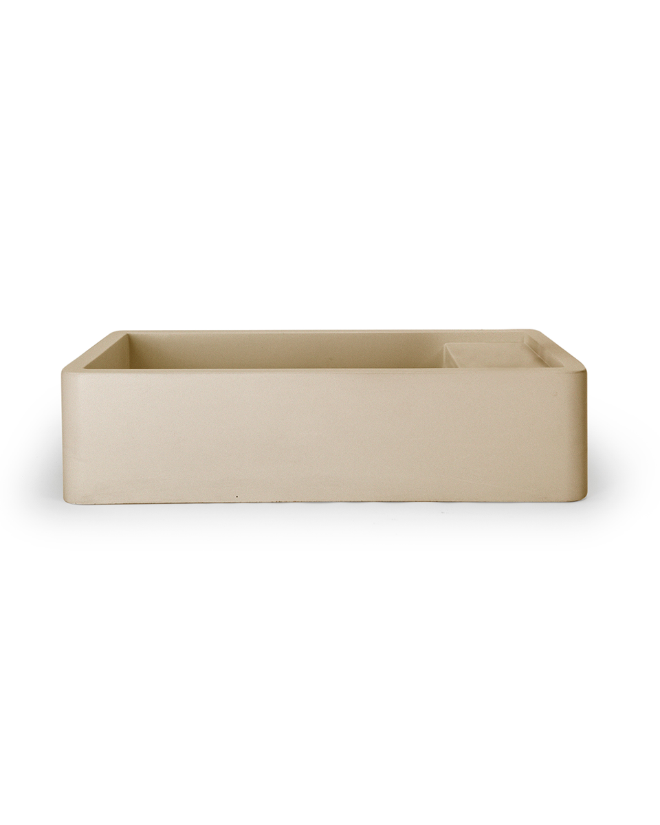 Nood Co Shelf 01 Basin - Wall Hung - Custard / 1 Tap Hole / Overflow / Tiger Bronze (SH1-2-WO-1-CU-OBR)