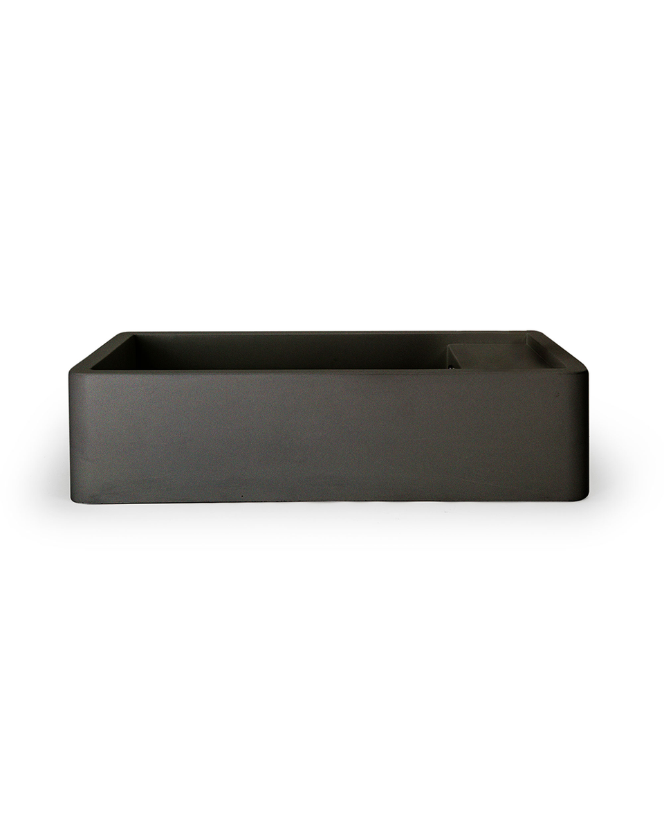 Nood Co Shelf 02 Basin - Wall Hung - Charcoal / No Tap Hole / Overflow / Chrome (SH2-2-WO-0-CH-OC)